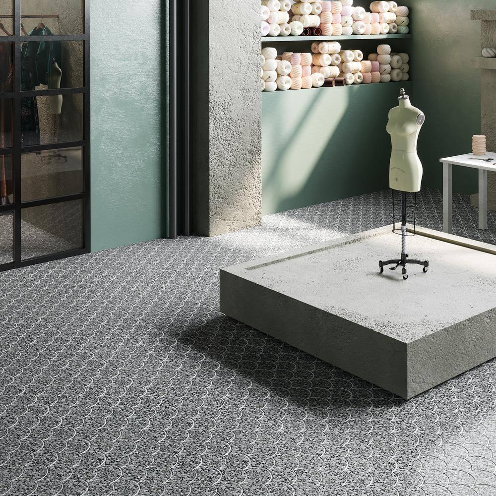 Shoal 5" Fishscale Terrazzo and Pearl Wall & Floor Mosaic Tile (0.74 Sq. Ft. / Sheet)