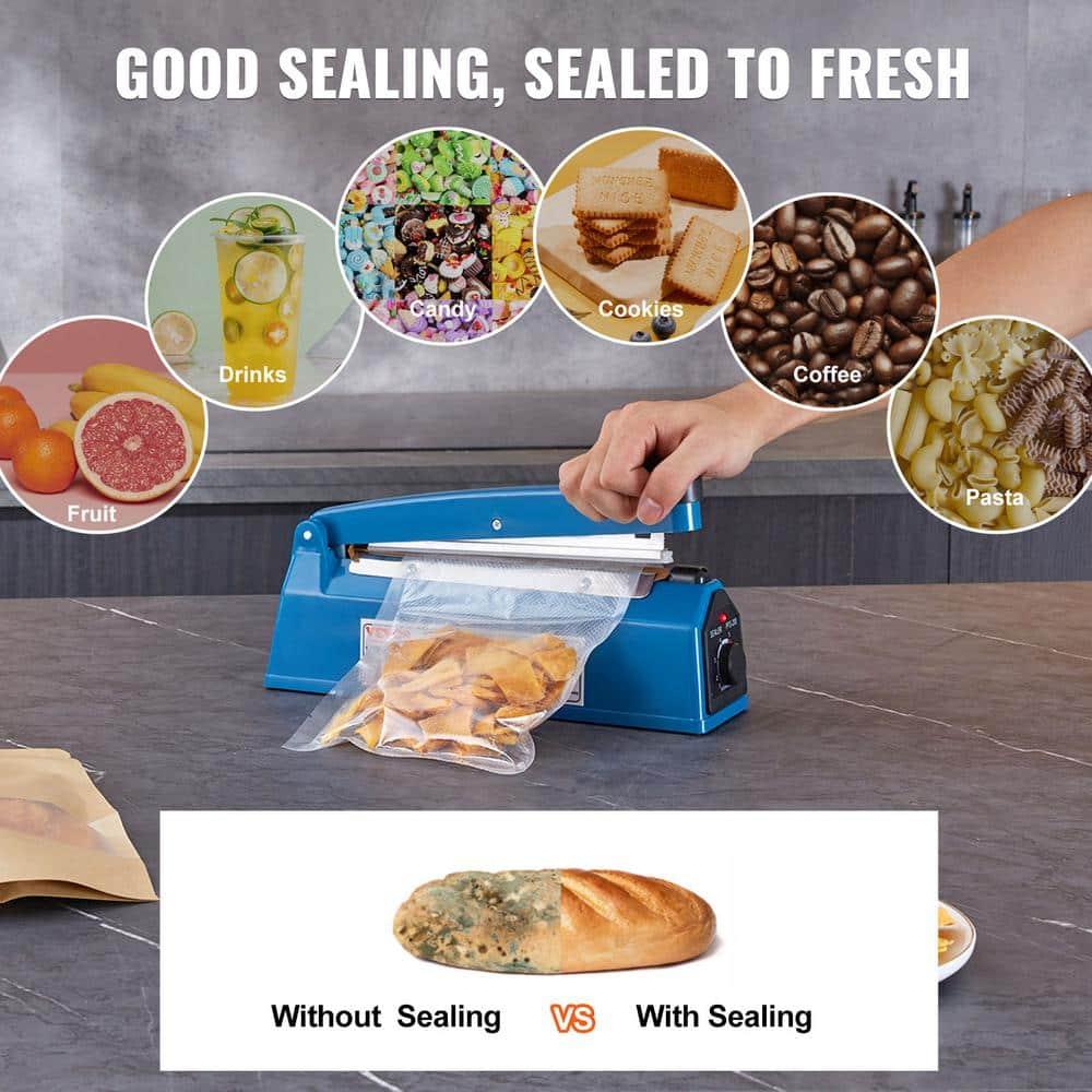 VEVOR 8-Inch Impulse Sealer, Adjustable Heat Manual Sealing Machine for Plastic, Mylar, PE, PP Bags - Portable Shrink Wrap Sealer with Extra Replacement Kit