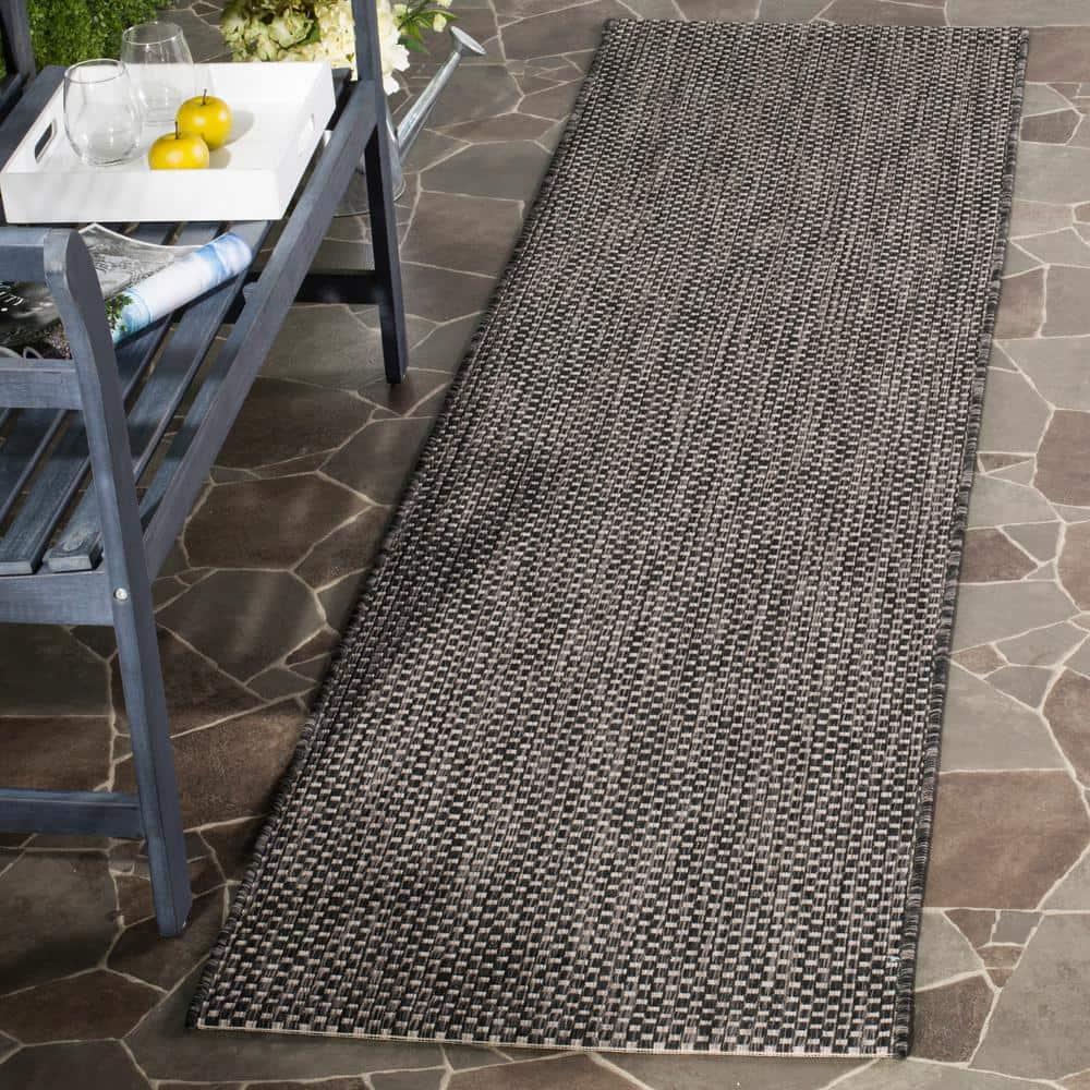 Courtyard CY8521 Power Loomed Indoor/Outdoor Runner Rug - Black/Beige - 2'3"x12' - Safavieh.