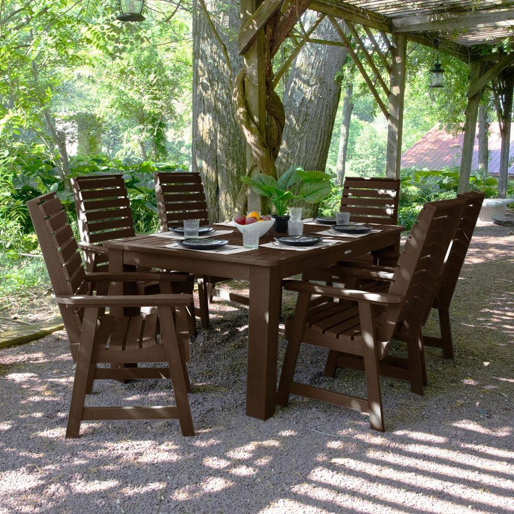 Highwood 7-pc Weatherly Dining Set - 42" x 72" Rectangle Table, Dining Height, Outdoor, Eco-friendly, Synthetic Wood