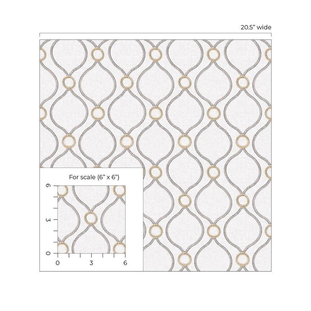 Surface Style - Peel and Stick Wallpaper, Geometric Wallpaper for Bedroom, Powder Room, Kitchen, Self Adhesive, Vinyl, 30.75 Sq Ft Coverage (Curveball Collection, Platinum)