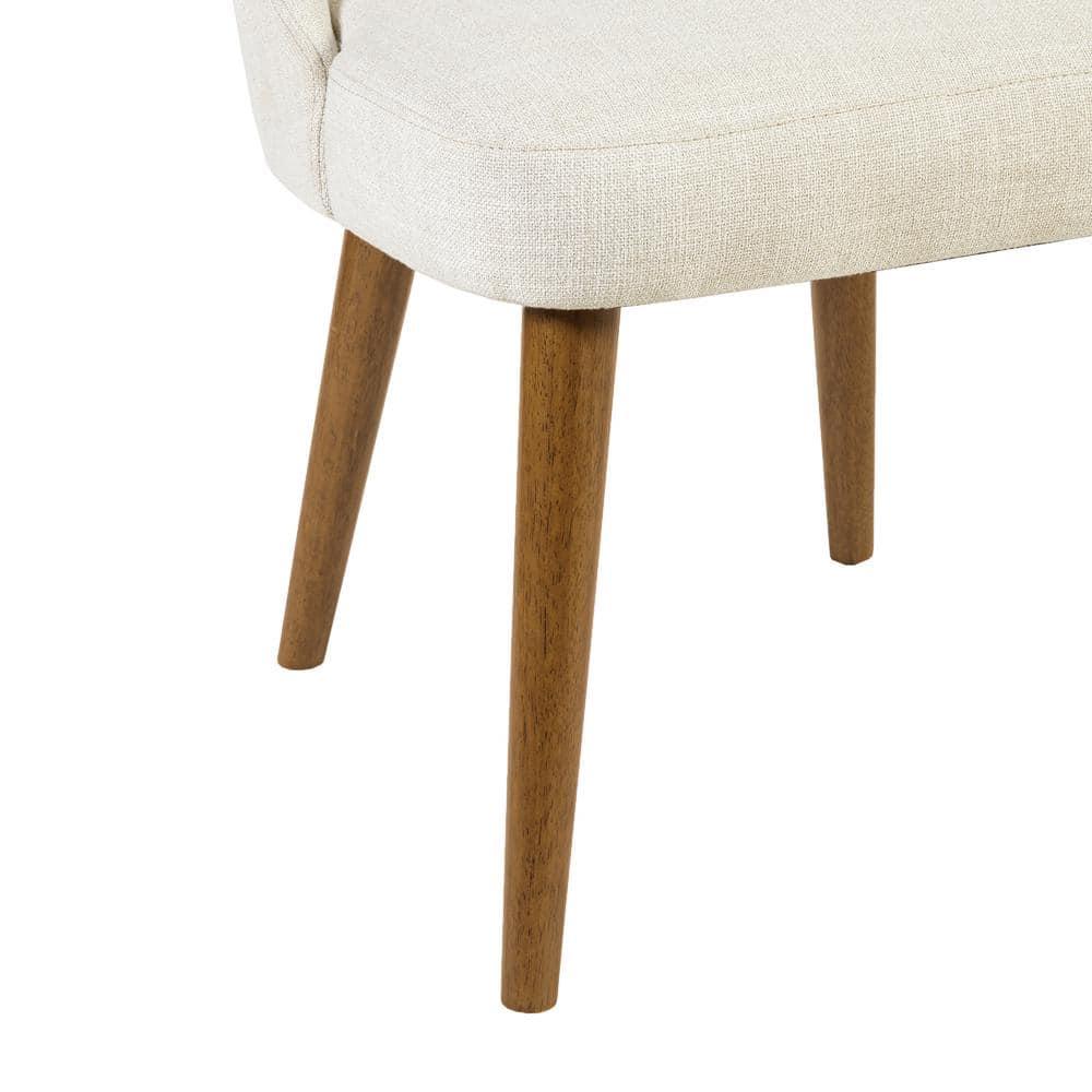 Nola Mid-Century Cream Upholstered Side Chair with Splayed Legs