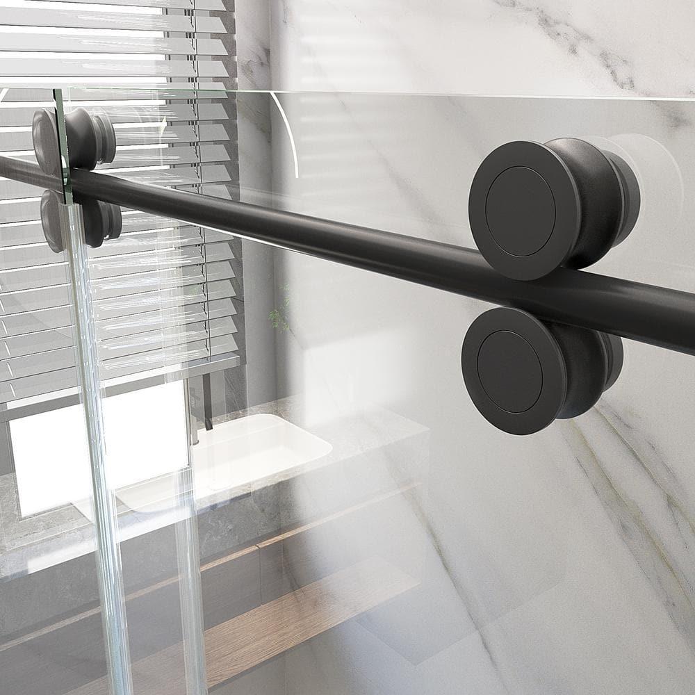 OPVANDE MT 8-2001-6076BLK 56-60 In. W X 76 In. H Single Sliding Frameless Shower Door With 5/16 In. (8 Mm) Tempered Glass
