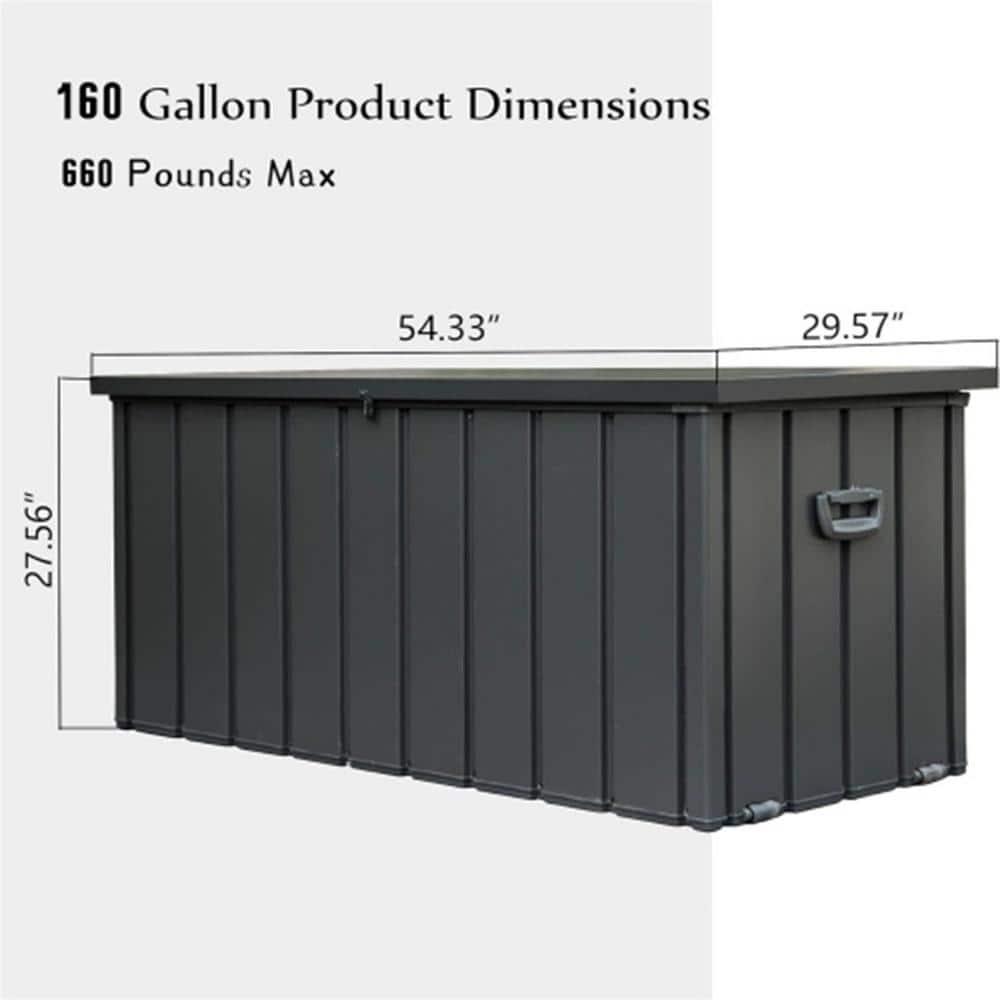 Tryimagine 160 Gallon Outdoor Storage Deck Box Waterproof, Large Patio Storage Bin For Outside Cushions, Throw Pillows, Garden Tools, Lockable