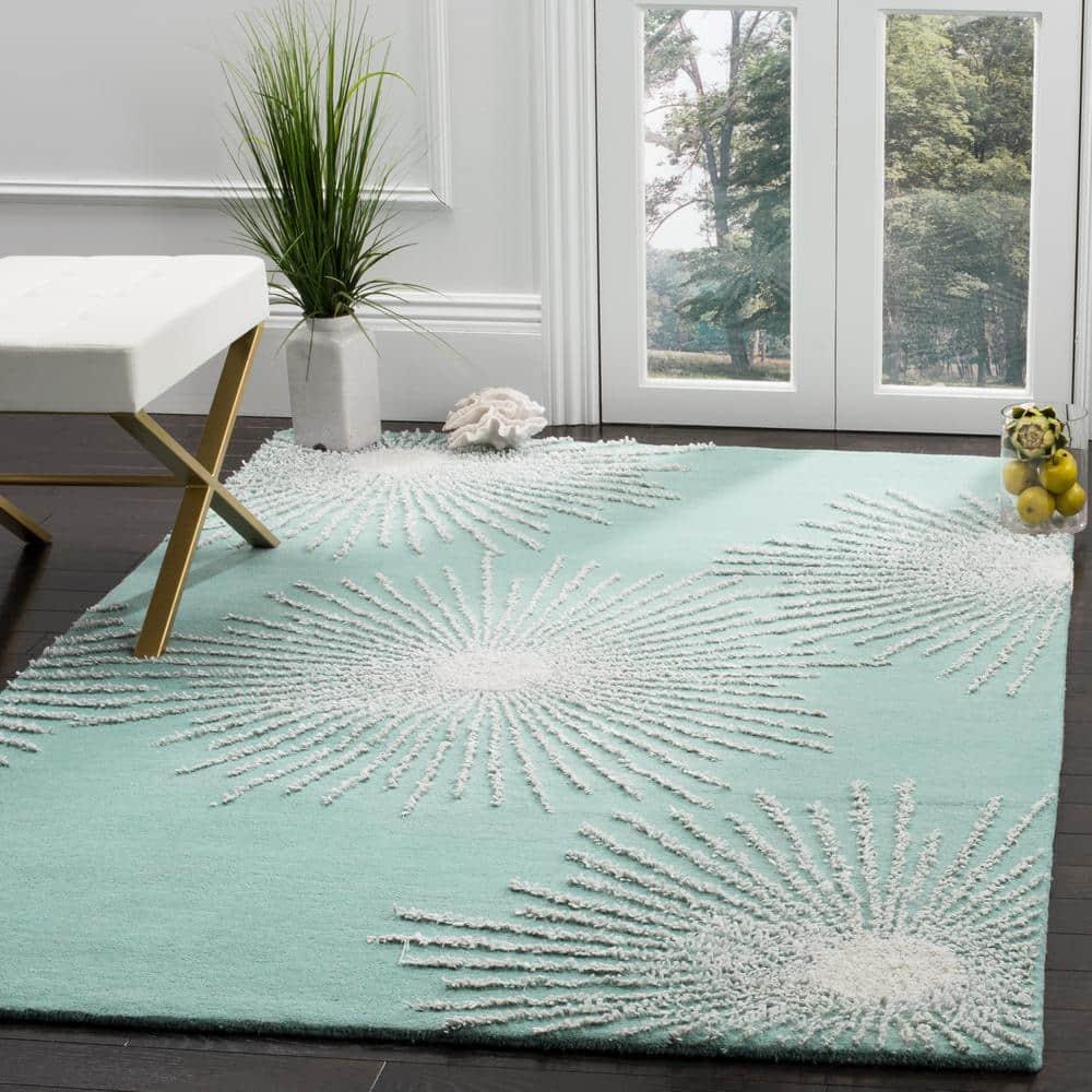 Soho SOH712 Hand Tufted Indoor Area Rug - Light Teal/Multi - 6'x9' - Safavieh.