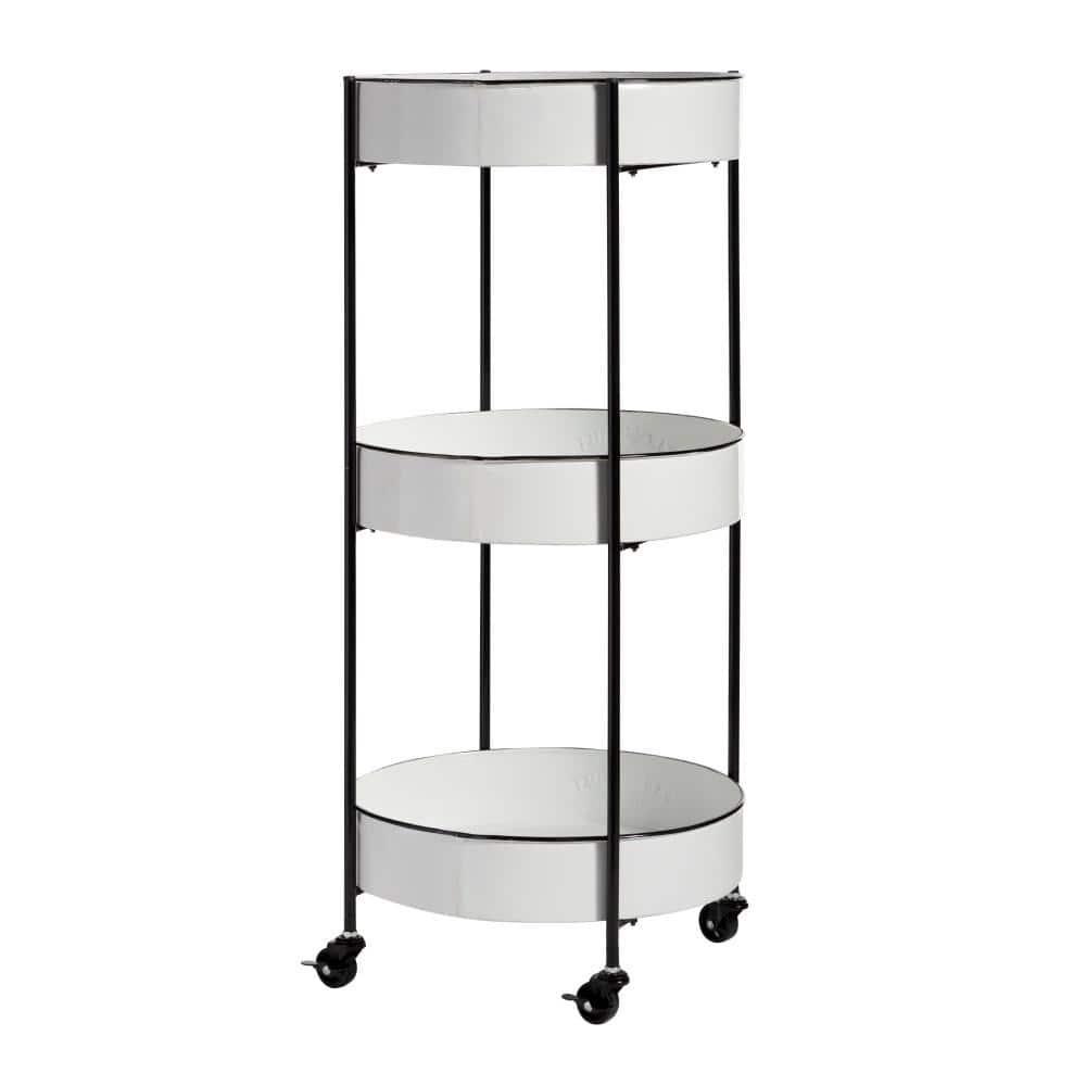 34'' x 16'' Farmhouse Metal Storage Cart White - Olivia & May: Decorative Storage Bins, Tabletop Bin, Adult Assembly Required