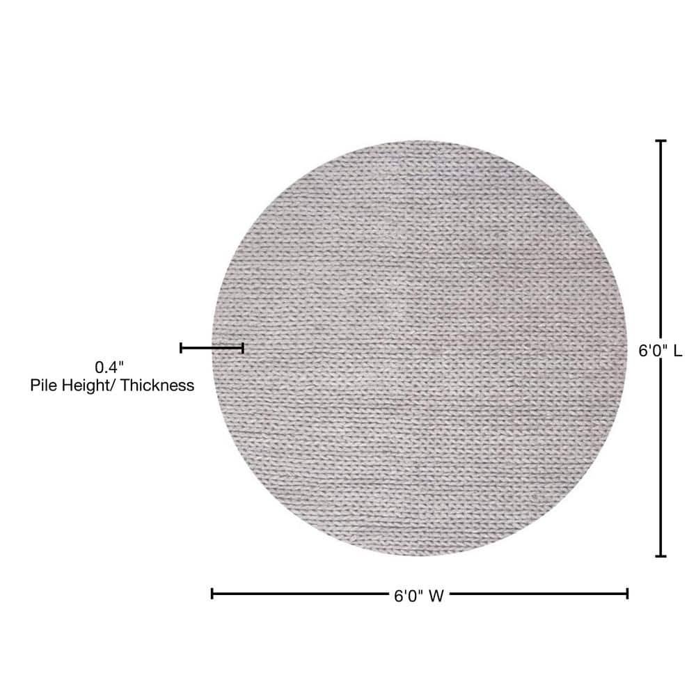 Light Grey Round Braided Wool Handmade Area Rug