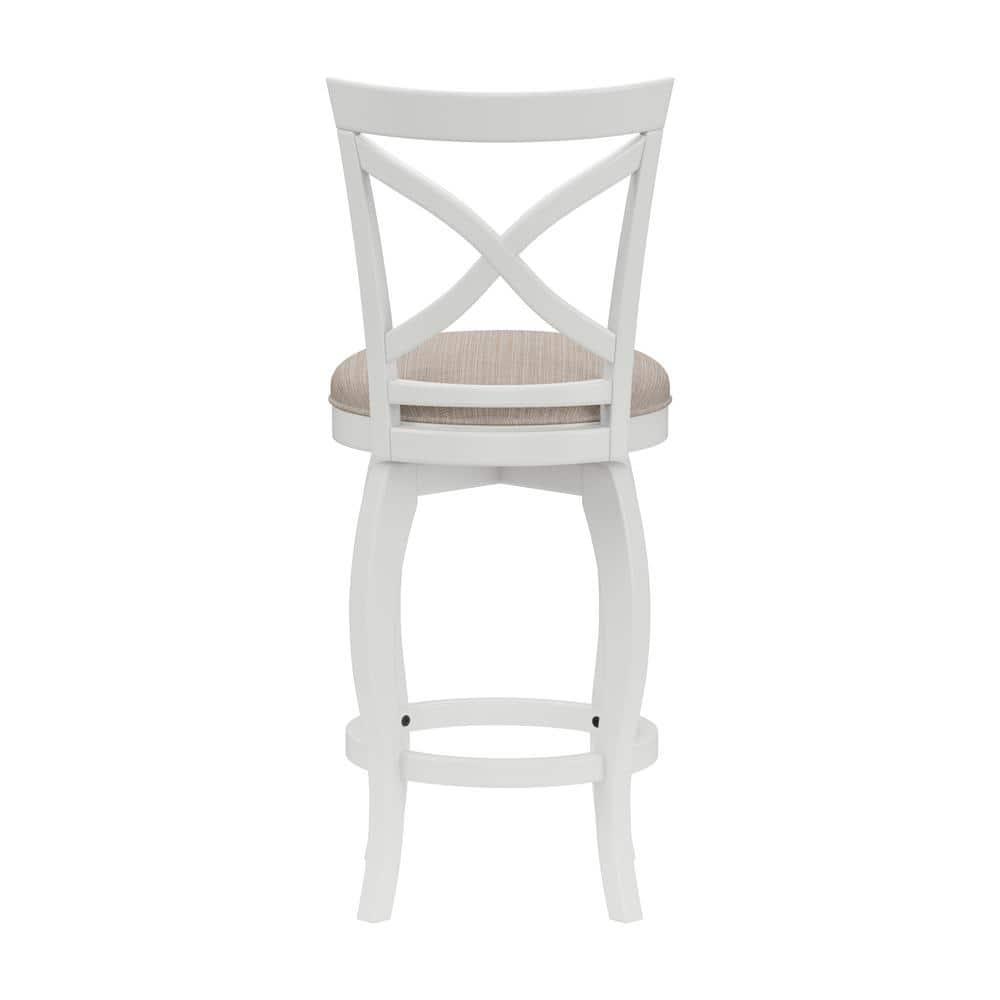 Hillsdale Furniture 25" Ellendale Wood Counter Height Barstool White: Nautical Style, Matte Finish, Polyester Upholstery
