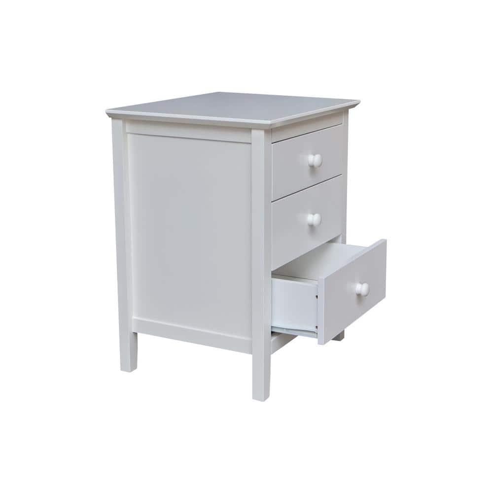 International Concepts Solid Wood Bedroom Nightstand with 3 Drawers, White