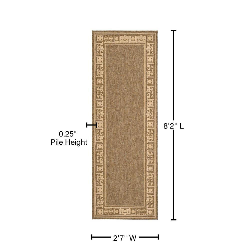 Courtyard CY5143 Power Loomed Indoor and Outdoor Runner Rug - Dark Beig/Beige - 2'7"x8'2" - Safavieh