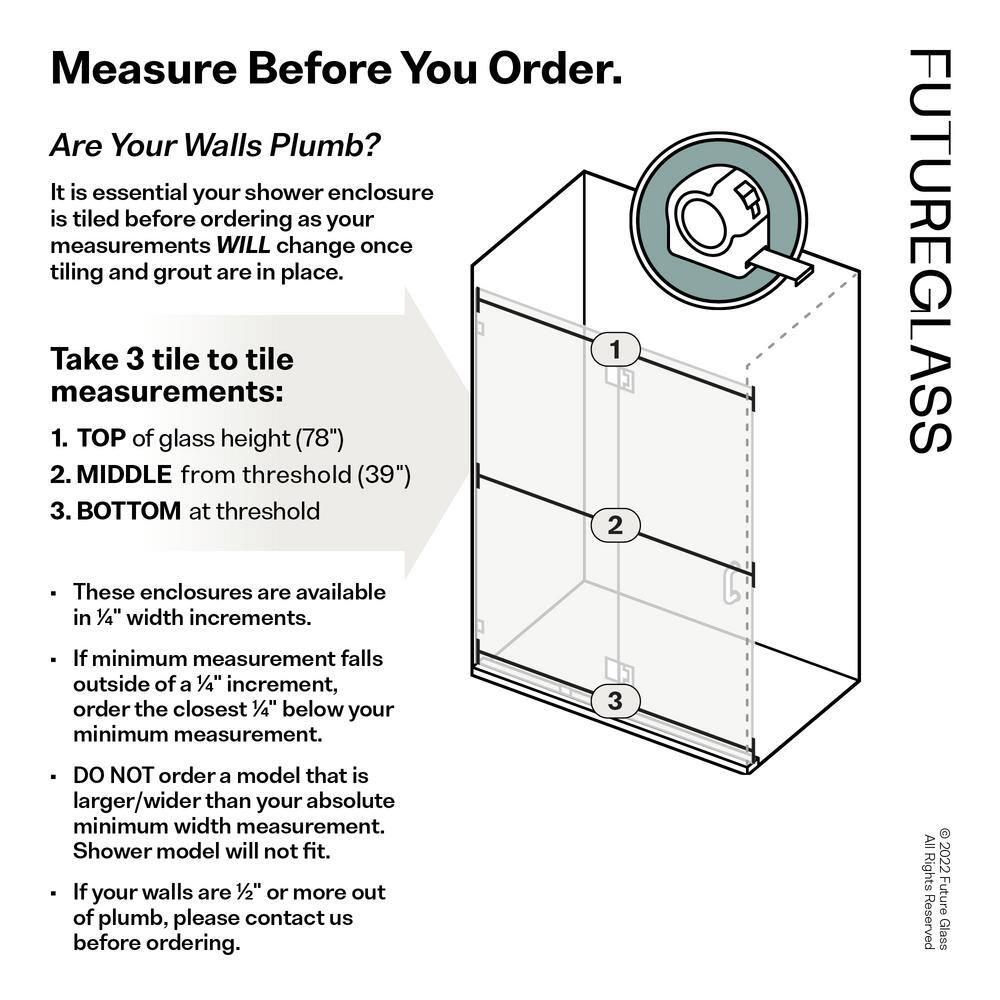 Halo 46.75 in. x 78 in. Frameless Glass Hinge Shower Door