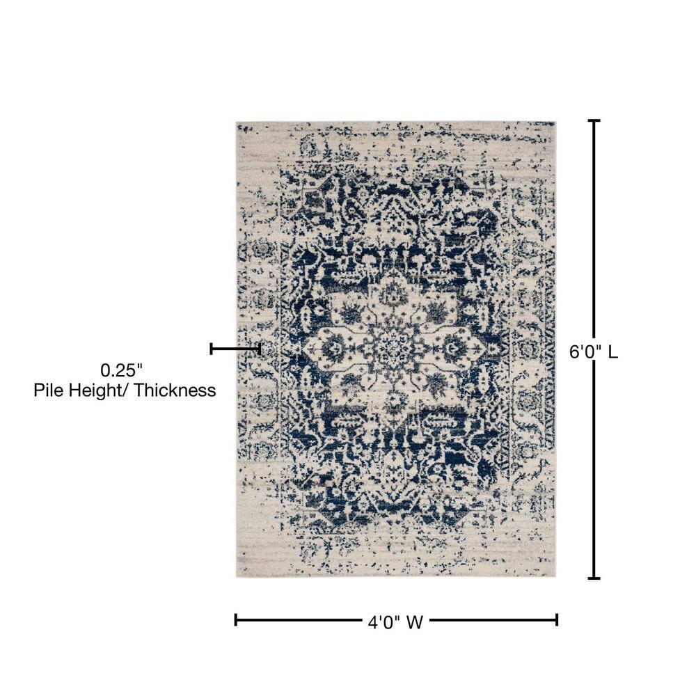 Madison MAD603 Power Loomed Indoor Area Rug - Cream/Navy - 4'x6' - Safavieh