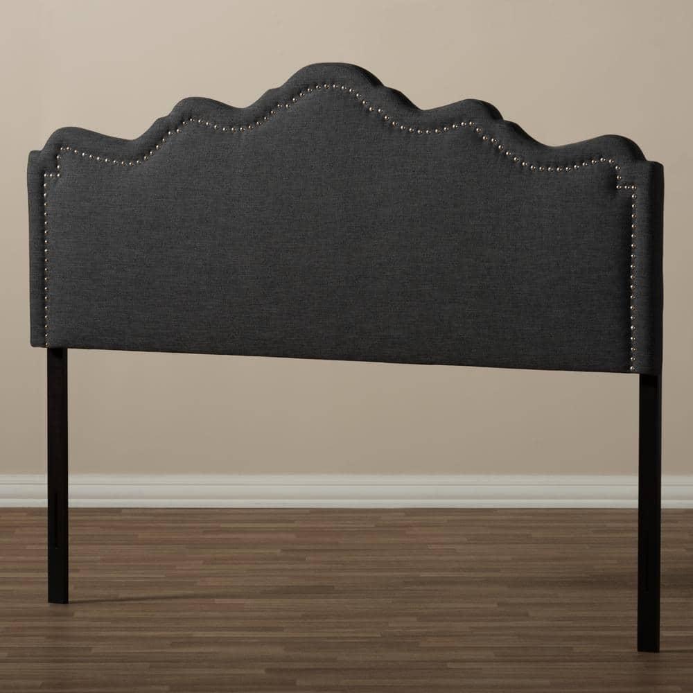 Queen Nadeen Modern Fabric Headboard with Nailhead Trim - Baxton Studio: Adjustable, Polyester, Rubberwood