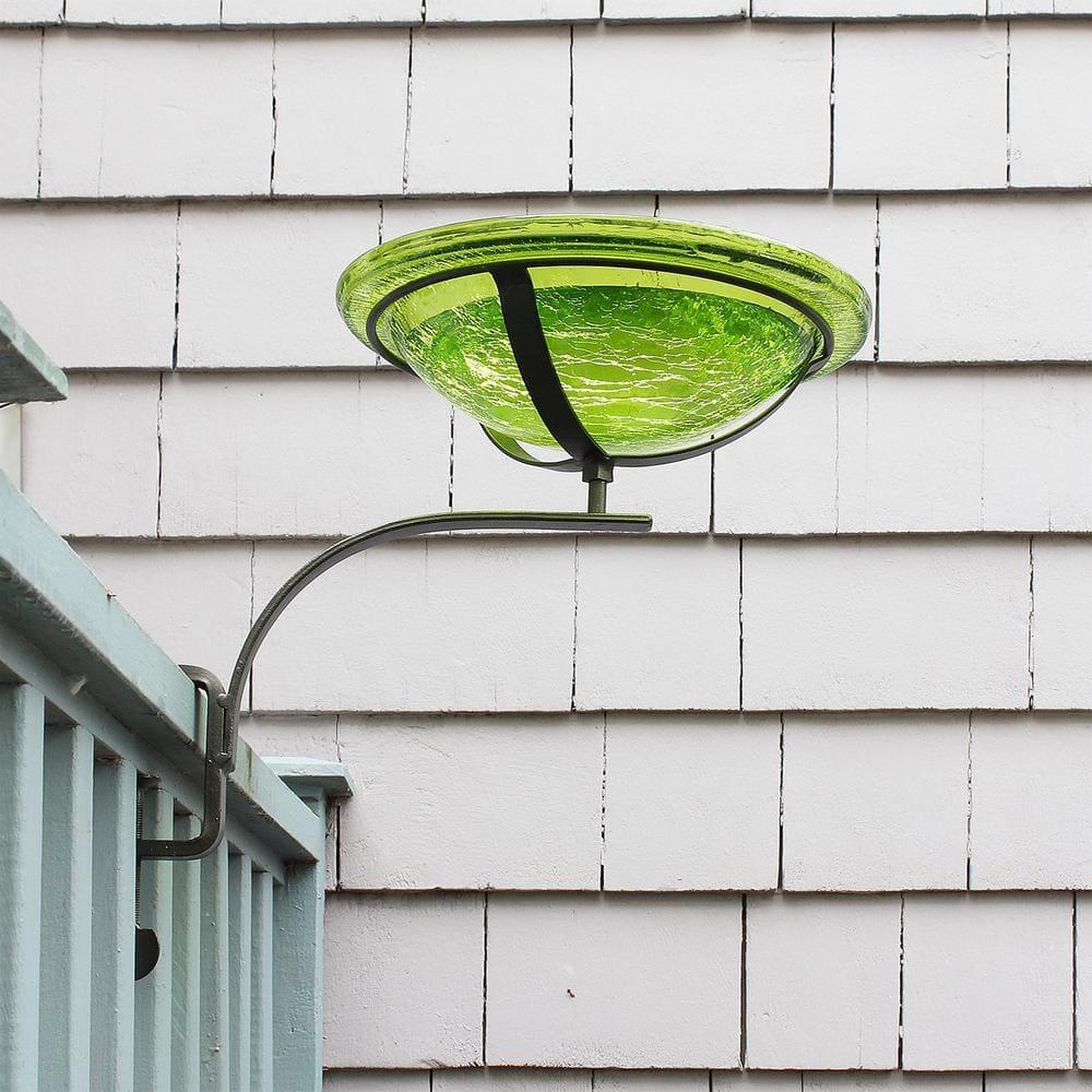 12 Inch Crackle Birdbath with Rail Mount Bracket