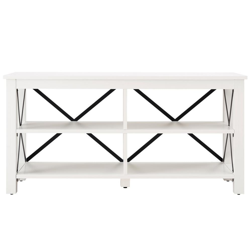 Evelyn&Zoe Sawyer Rectangular TV Stand for TV's up to 55", White