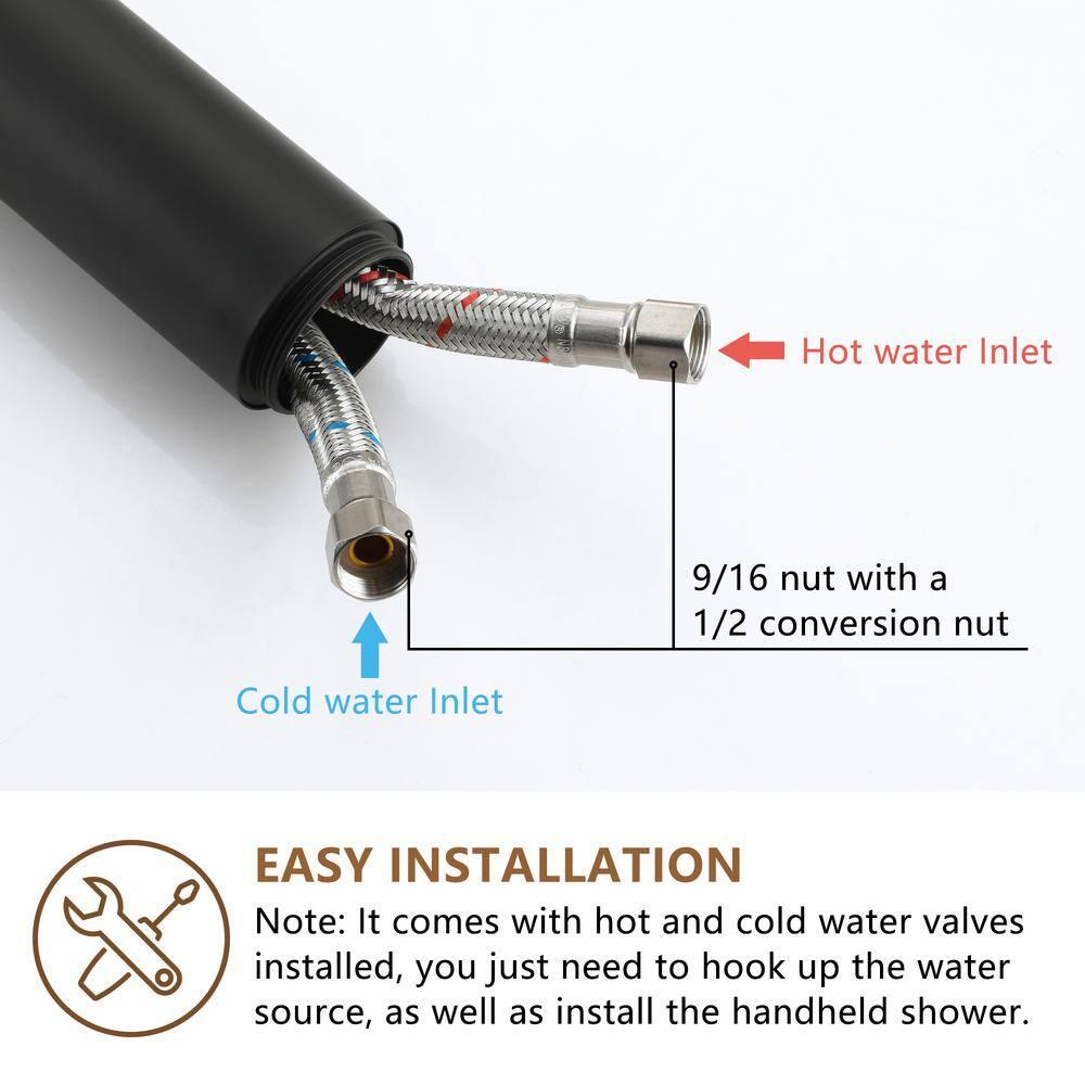 mondawe Single Handle Floor Mounted Freestanding Tub Filler with Diverter MDLT0054-BN
