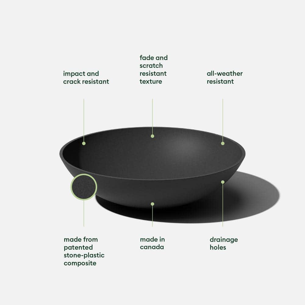 Veradek Mason Series Lane Bowl 24" Plastic-Stone Planter - Black