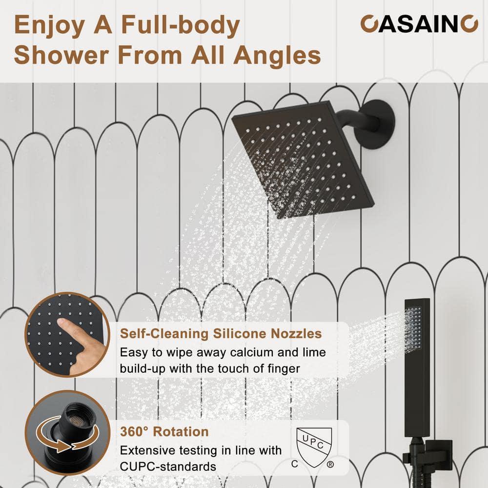 3 Functions 12 Inch Ceiling Mounted Thermostatic Shower System with 6 Body Jets