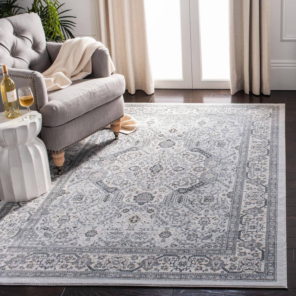 SAFAVIEH Isabella Zander Floral Bordered Area Rug, Grey/Cream, 3' x 5'