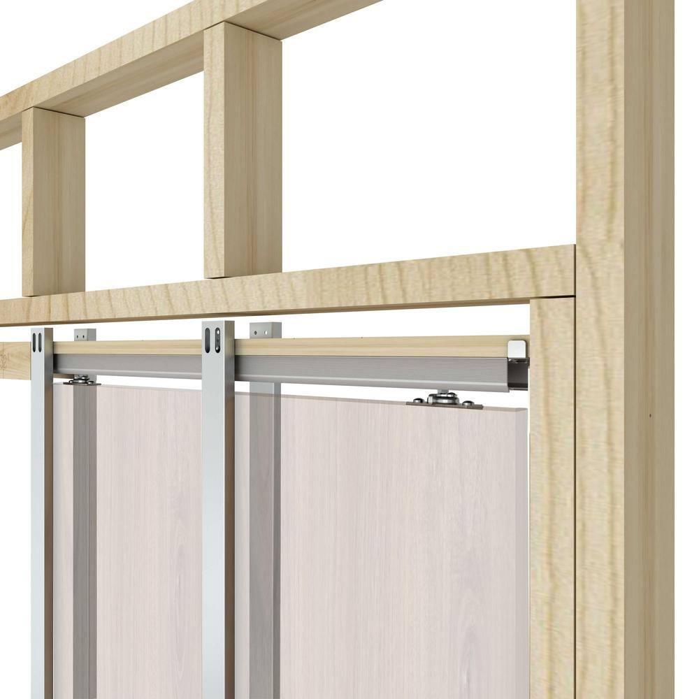 Beige Painted Composite MDF 1-Panel Pocket Door with Aluminum Frame