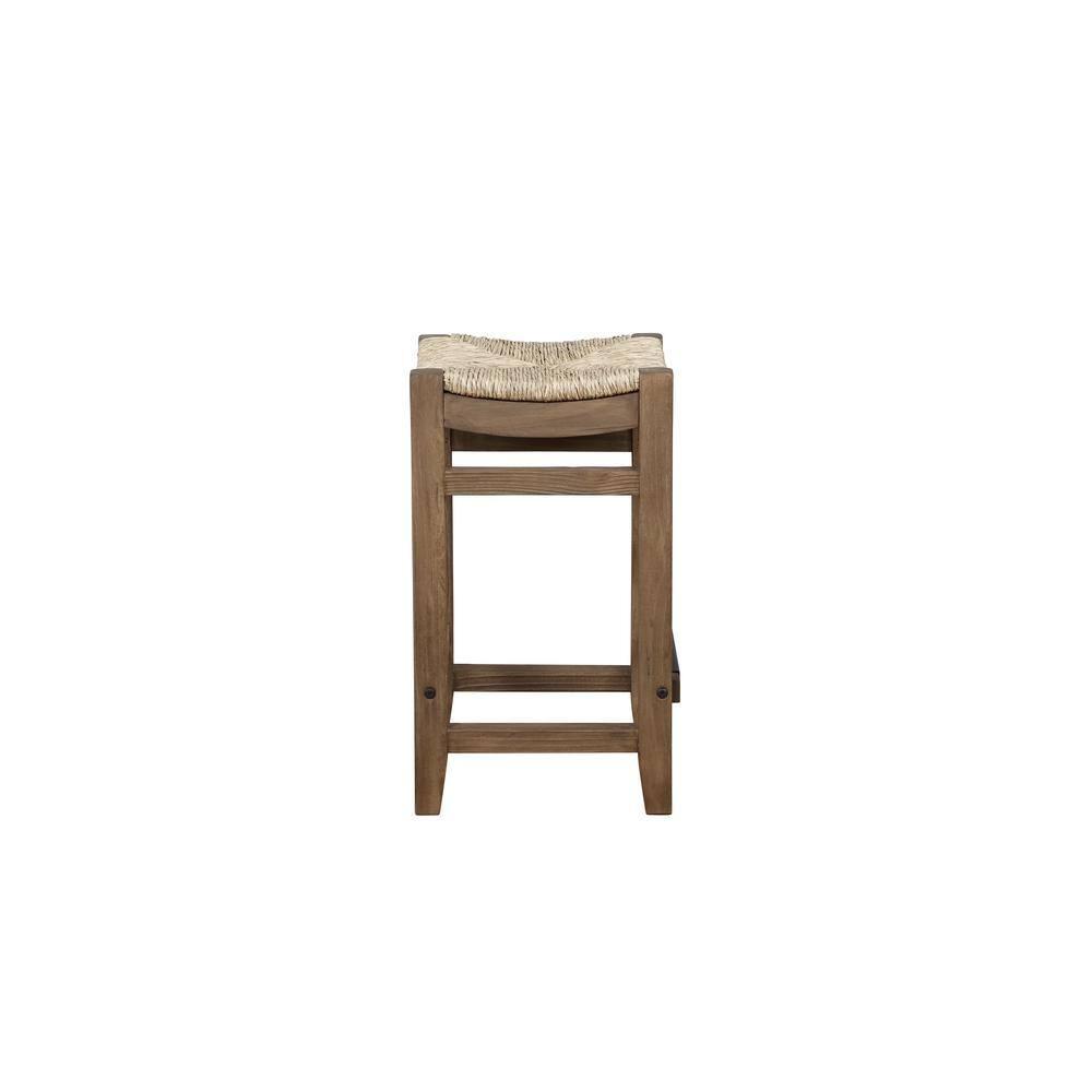 Alaterre Furniture Newport 26"H Wood Counter Height Stool with Rush Seat, Brown