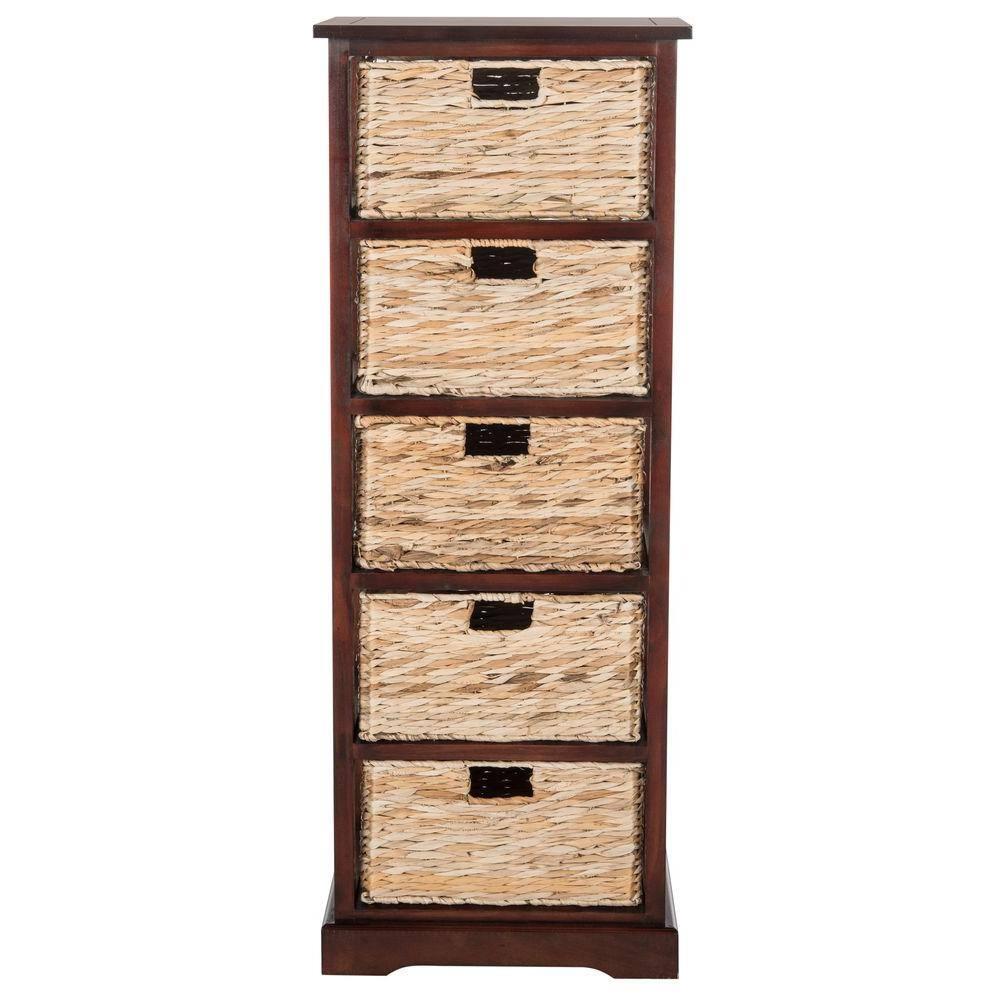Vedette 5 Wicker Basket Storage Tower - AMH5739 - Cherry - Safavieh Couture