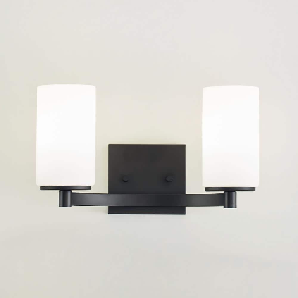 Generation Lighting Hettinger 13.5-in 2 -Light Matte Black Transitional Vanity light