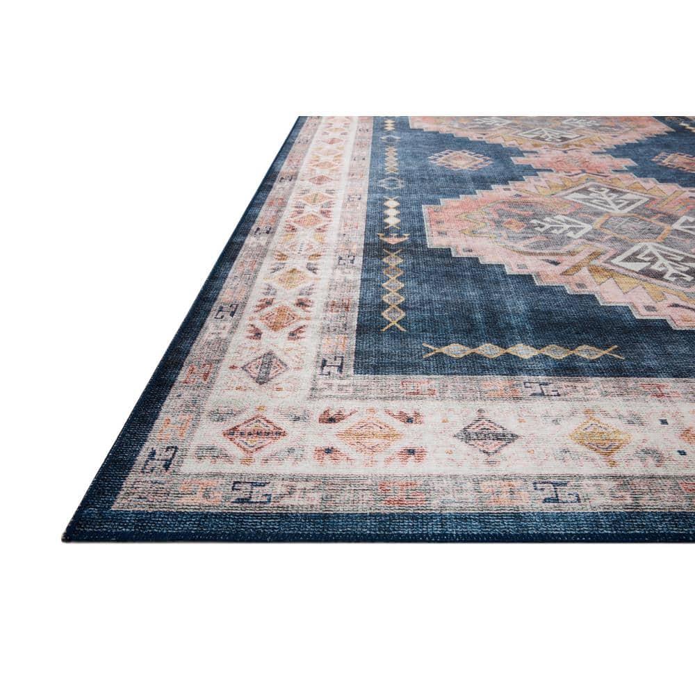 Loloi II Heidi Collection HEI-03 Denim / Blush, Southwestern Area Rug 5'-0" x 7'-6"