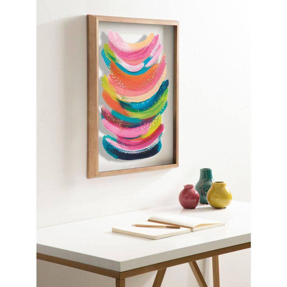 Kate and Laurel Blake Bright Abstract Framed Printed Glass Wall Art by Jessi Raulet of Ettavee, 18x24 Gold, Modern Colorful Abstract Art for Wall
