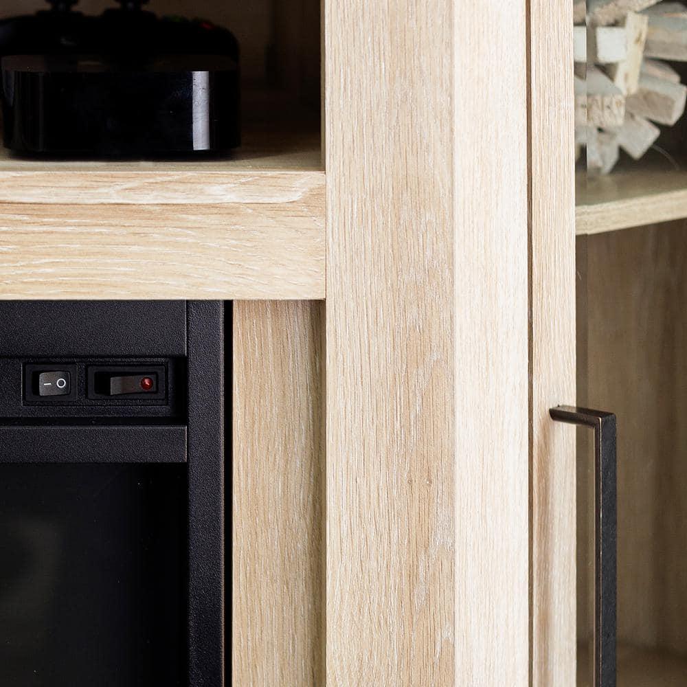 Elegant White Oak 48" Corner Media TV Stand with Electric Fireplace