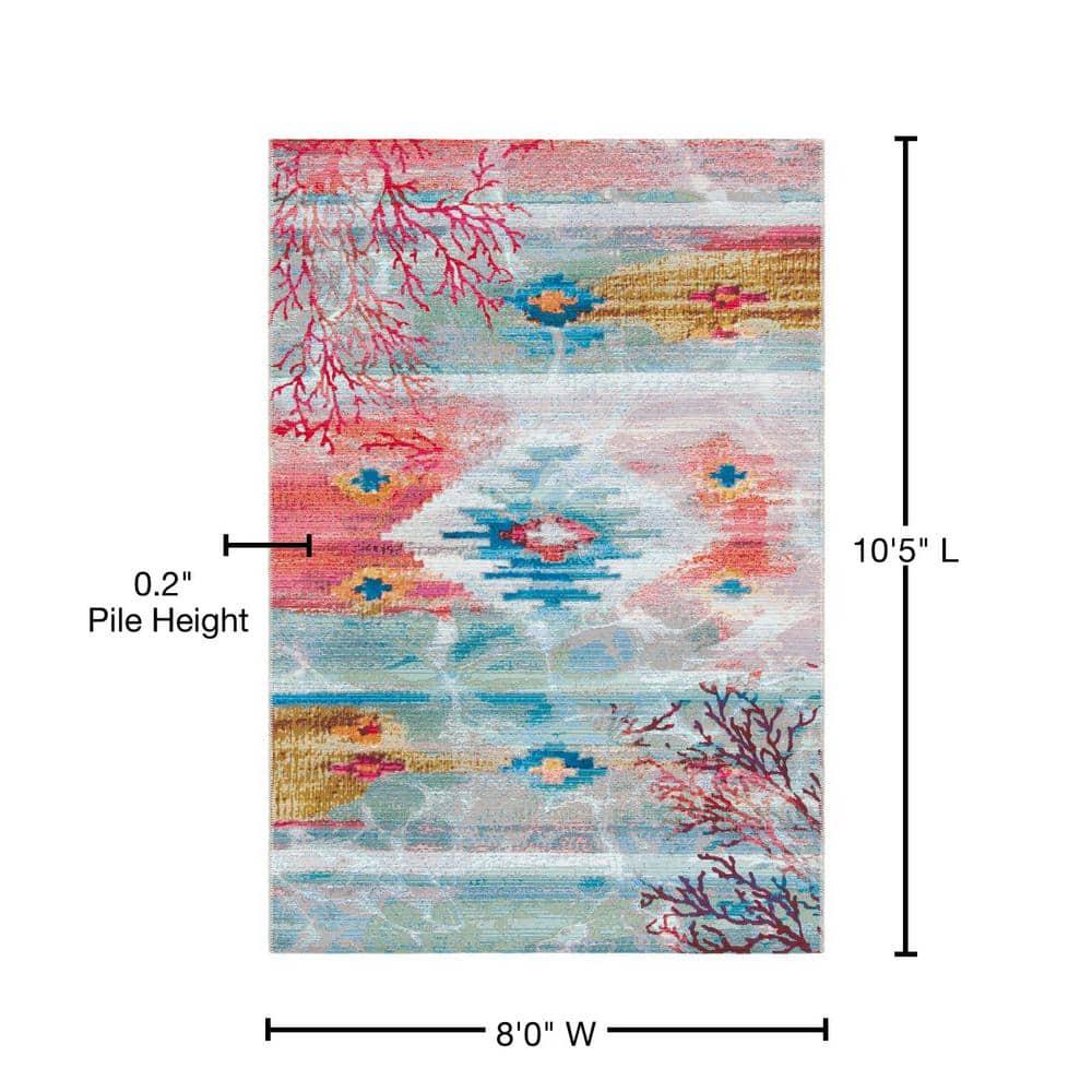 Barbados 500 BAR554 Power Loomed Indoor/Outdoor Area Rug - Light Blue/Pink - 8'x10'5" - Safavieh