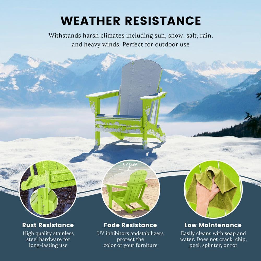 BRAXTON Outdoor Patio Folding Poly Adirondack Chair ( Set of 2), Lime