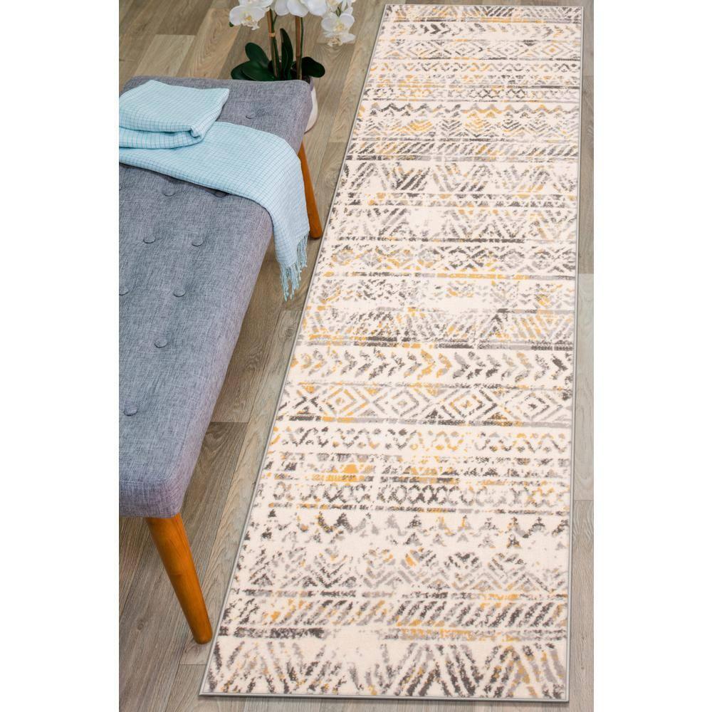 World Rug Gallery Geometric Distressed Bohemian Yellow 2' x 7' Runner Rug