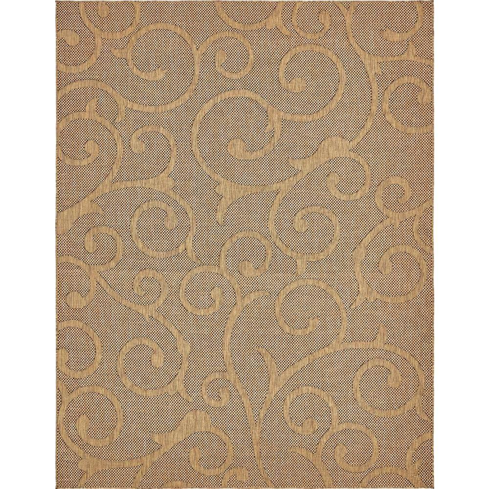 Unique Loom 9' 0 x 12' 2 Light Brown Outdoor Botanical Vine Area Rug