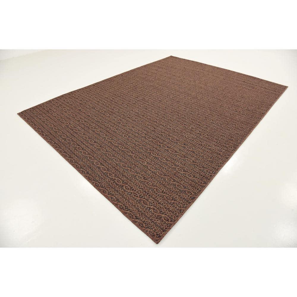 Unique Loom Outdoor Modern Collection Area Rug - Links (7' 1" x 10' Rectangle Brown/Black)