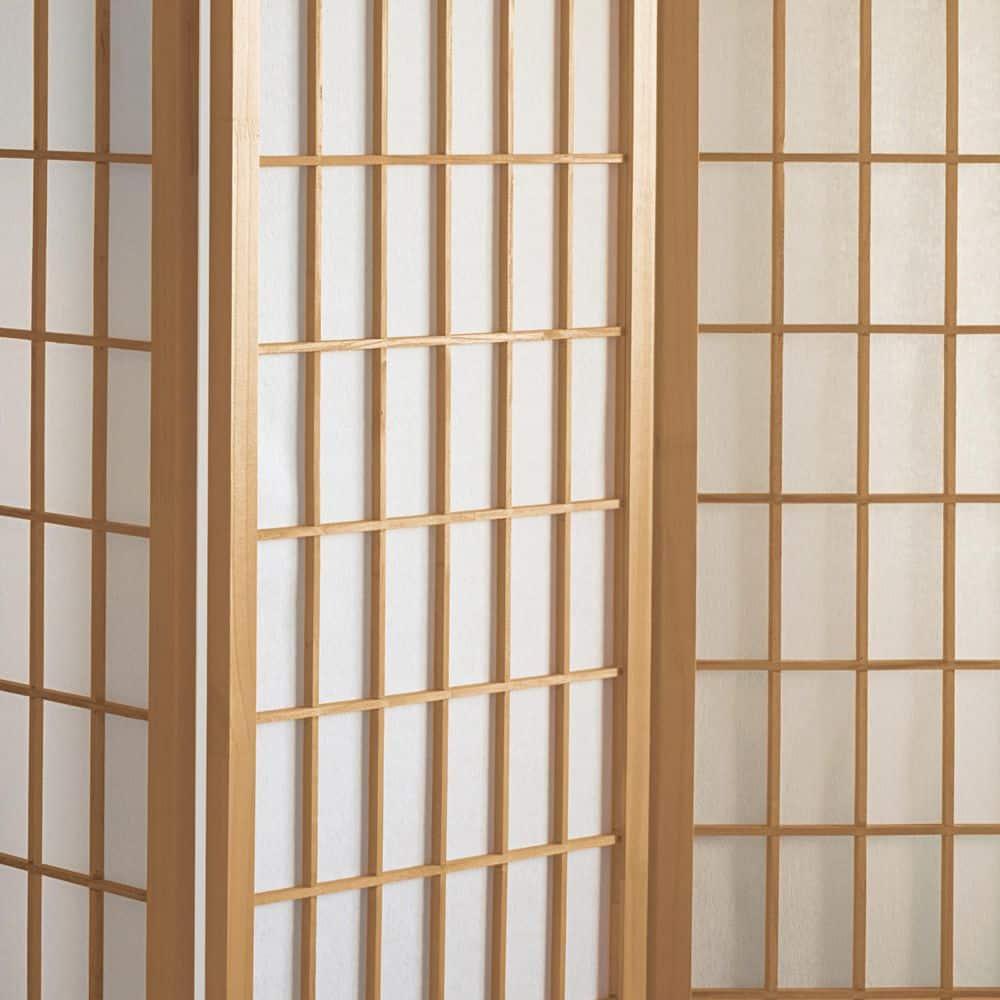 3' Tall Window Pane Shoji Screen - Natural (3 Panels) - Oriental Furniture
