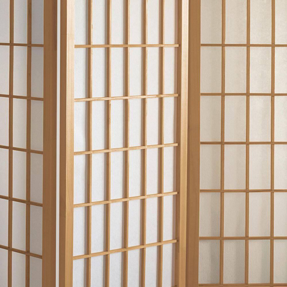 Oriental Furniture 3 Ft Tall Window Pane Shoji Screen, Natural, 5 panel