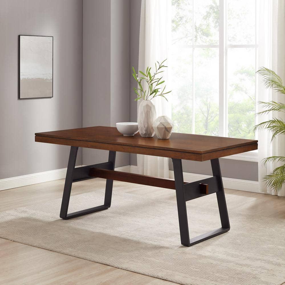 Ash Metal Base Dining Table