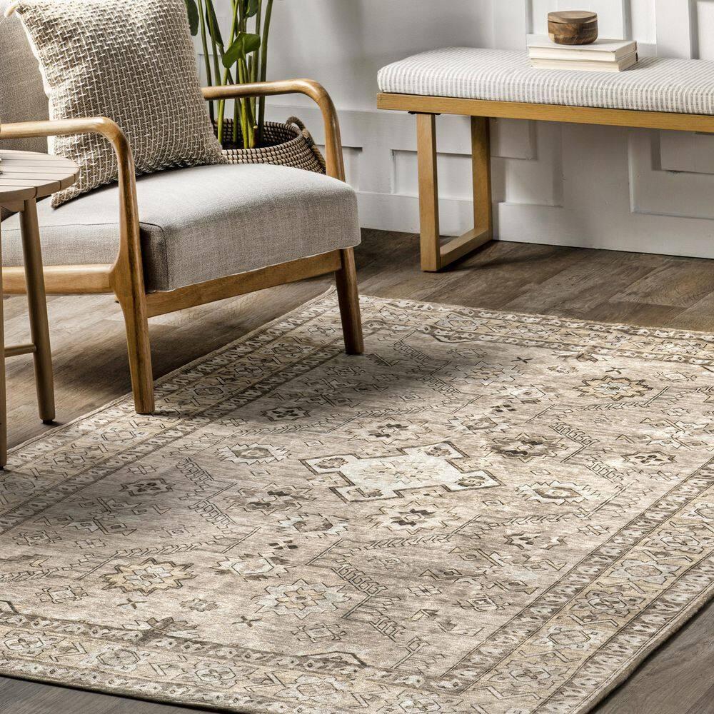 Nuloom Alecia Persian Machine Washable Indoor Area Rug, 5' x 8', Beige