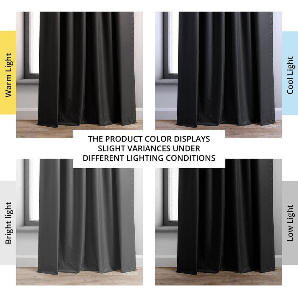 Exclusive Fabrics  Essential Polyester Solid Blackout Curtains - Thermal Insulated Window Curtains Rod Pocket (Single Panel) 50 X 96 - Deep Black