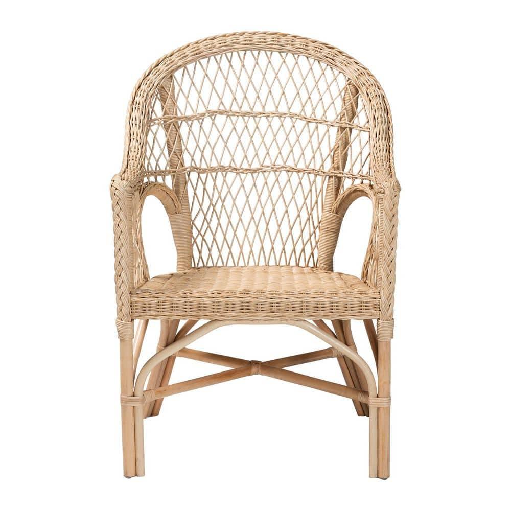 bali & pari Zaira Modern Bohemian Natural Rattan Arm Chair