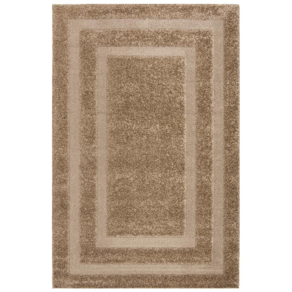 SAFAVIEH Florida Mason Bordered Shag Area Rug, Beige, 8'6" x 12'