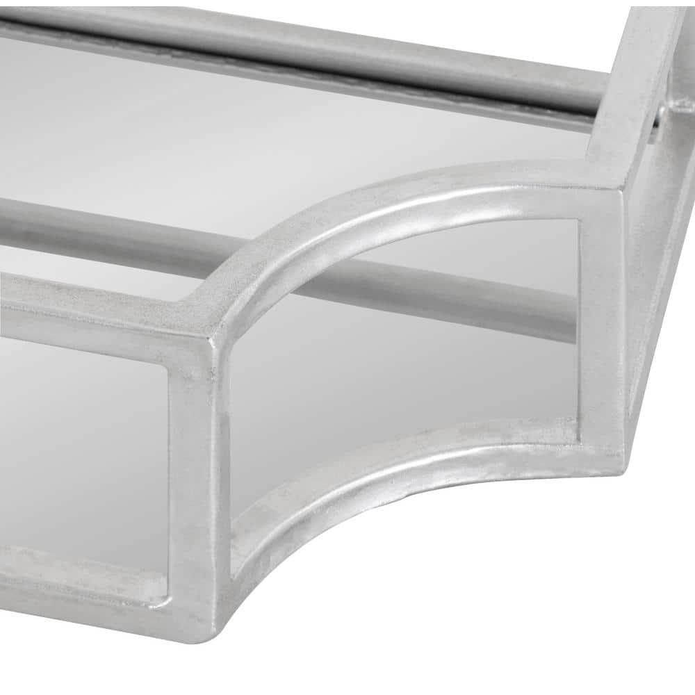 Kate & Laurel All Things Decor 2pc Ciel Metal Wall Shelf Set Silver - Geometric Design, Glass Surface, No Assembly Required