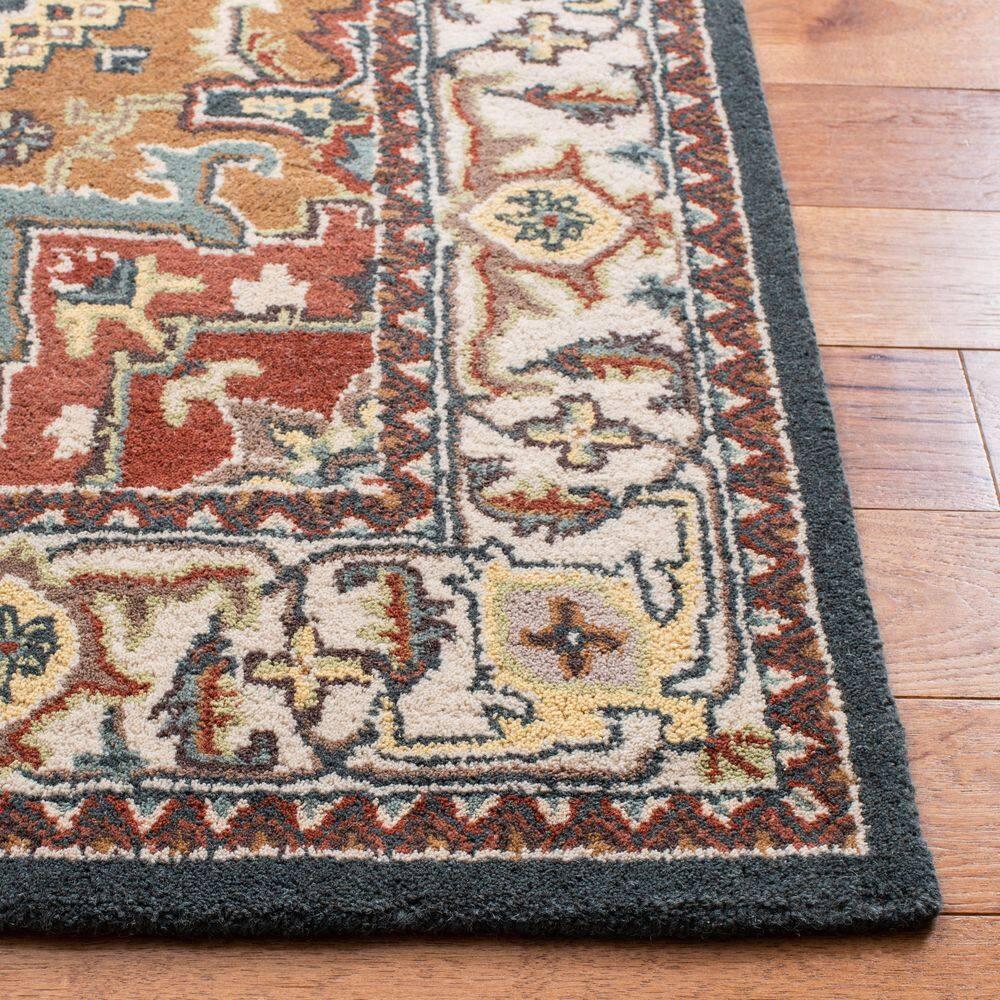 Handmade Dark Green and Brown Wool Tufted Rug, 6' x 9'
