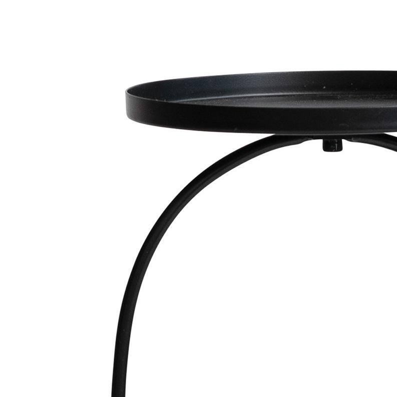 Storied Home Metal Two-Tier Accent Table and Plant Stand Black: Iron Frame, Round Tiered Display, No Assembly Tools Needed