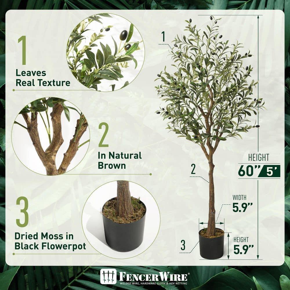 CAPHAUS CAPHAUS Artificial Olive Tree with Fruit, Fake Potted Topiary Tree with Dried Moss, 5 / 6 / 7 Feet