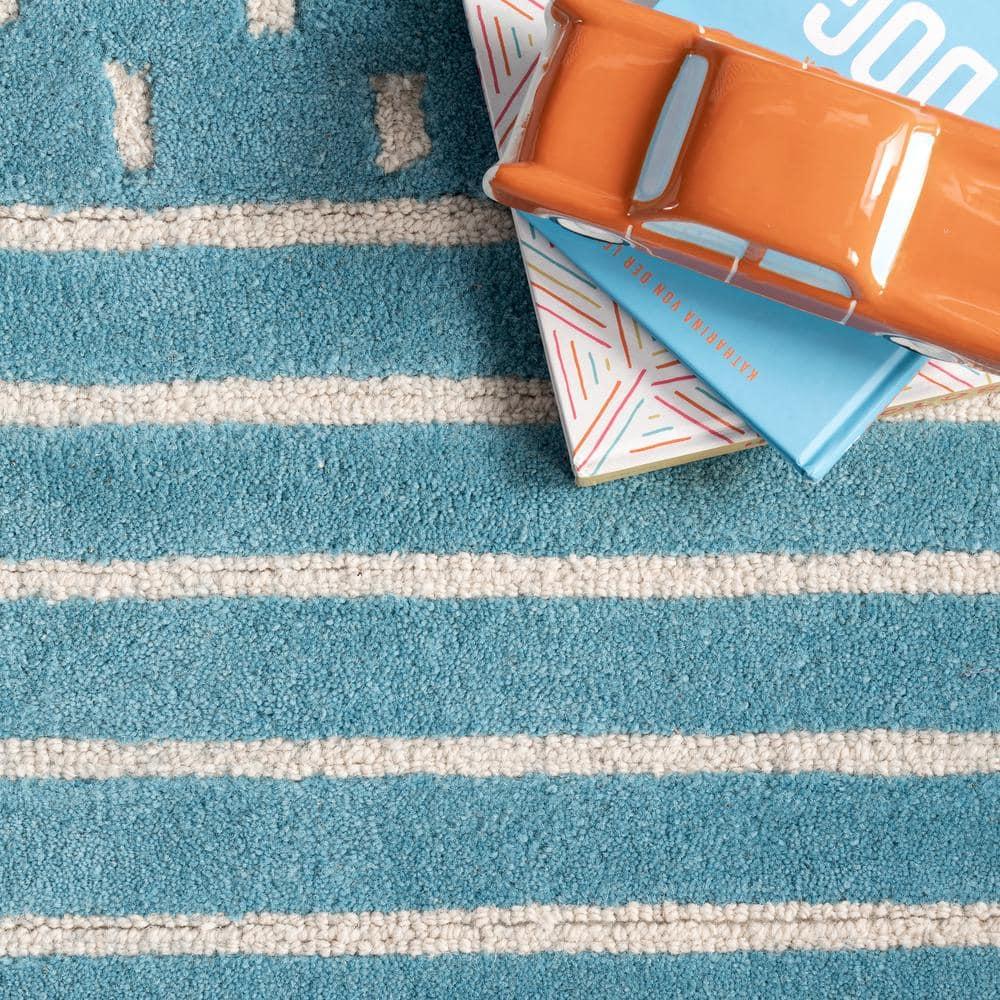 Nuloom Mandia Striped Wool Area Rug, 4' x 6', Baby Blue