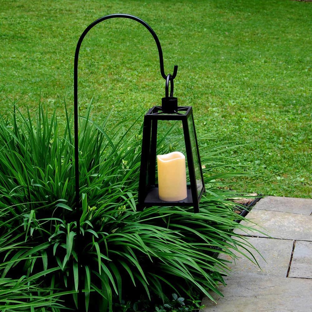 The Holiday Aisle® Black Tapered Metal Lantern with Battery Operated Candle