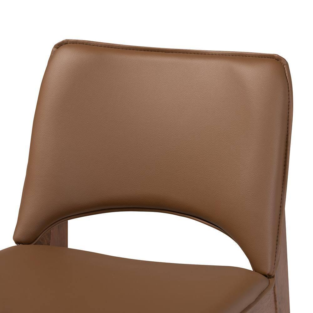 2pc Afton Faux Leather & Wood Dining Chair Set - Baxton Studio: Mid-Century Style, Retro Touch