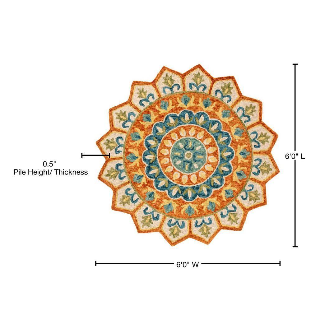 Novelty NOV605 Hand Tufted Indoor Area Rug - Rust/Ivory - 6' Round - Safavieh